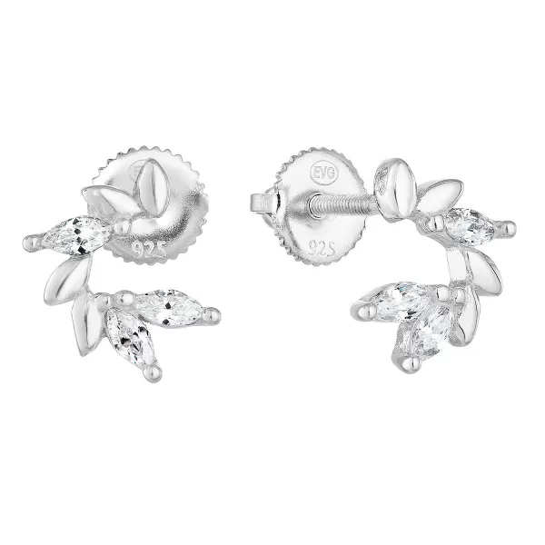 Strieborné napichovacie náušnice so zirkónom v bielej farbe 11285.1