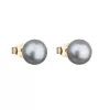Zlaté 14 karátové náušnice kôstky so šedou riečnou perlou 921042.3