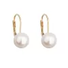 Zlaté 14 karátové náušnice visiace s bielou riečnou perlou 921009.1