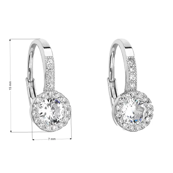 Strieborné náušnice visiace so zirkónom v bielej farbe 11202.1