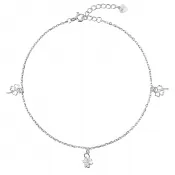 Strieborná retiazka na nohu štvorlístky so zirkónmi 16006.1