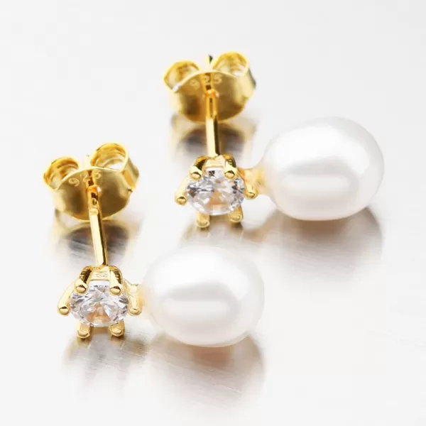 Náušnice kôstky s perlou SETST-12294RP-G