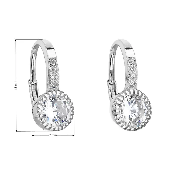 Strieborné náušnice visiace so zirkónom v bielej farbe 11201.1