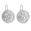Strieborné náušnice visiace s kryštálmi Swarovski biele okrúhle 31161.1