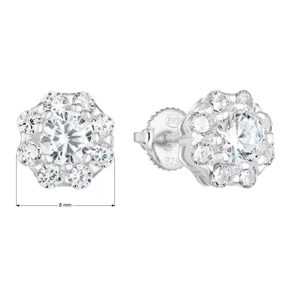 Strieborné napichovacie náušnice so zirkónovým bielym kvetom 11289.1