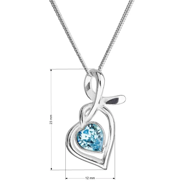 Strieborný náhrdelník so Swarovski kryštálmi srdce modré 32071.3