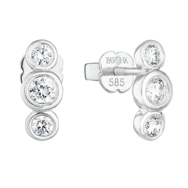 Zlaté náušnice 81009.1 biele zlato s briliantom