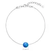 Strieborný náramok so syntetickým opálom modrý okrúhly 13019.3