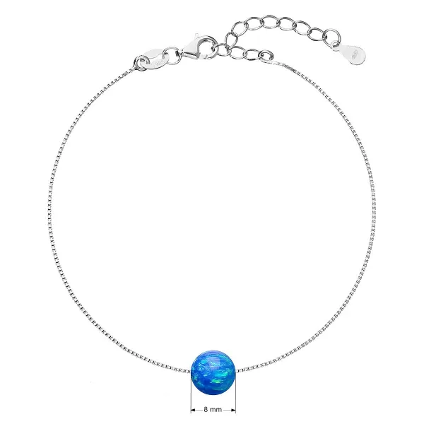 Strieborný náramok so syntetickým opálom modrý okrúhly 13019.3