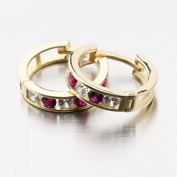 Detské náušnice žlté zlato 585 zirkónové krúžky 52GZ-3345ZCB