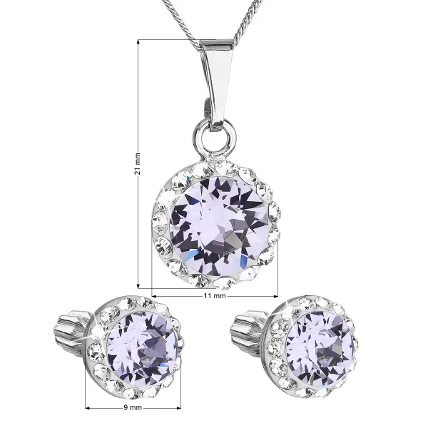 Sada šperkov s kryštálmi Swarovski náušnice, retiazka a prívesok fialové okrúhle 39352.3 violet