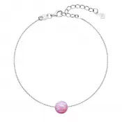 Strieborný náramok so syntetickým opálom ružový okrúhly 13019.3