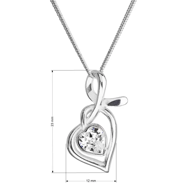 Strieborný náhrdelník so Swarovski kryštálmi srdce biele 32071.1