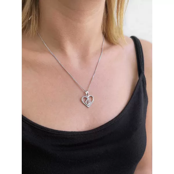 Strieborný náhrdelník matka a dieťa so Swarovski kryštálmi biely 32073.1