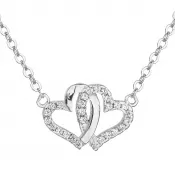 Strieborný náhrdelník so zirkónom biele srdce 12006.1