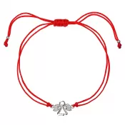 Kabbalah červený náramok proti uhranutiu strieborný anjel so zirkónmi 13020.3