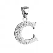 Strieborný prívesok s kryštálmi Swarovski biele písmeno C 34102.1