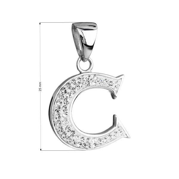 Strieborný prívesok s kryštálmi Swarovski biele písmeno C 34102.1