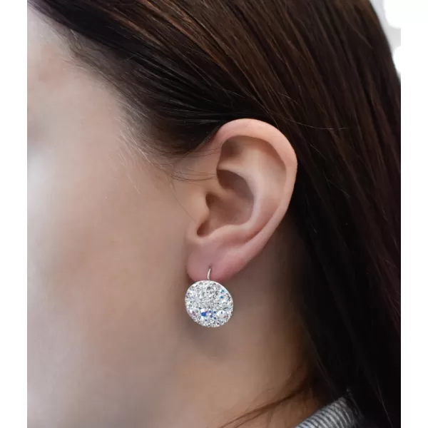 Strieborné náušnice visiace so Swarovski kryštálmi ab efekt okrúhle 31161.2