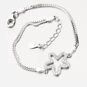 Strieborný náramok so zirkónmi kvetina BST-14486/18