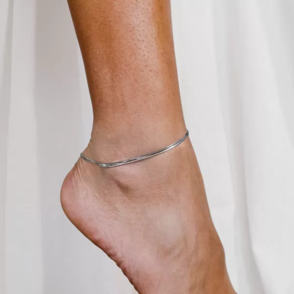 Strieborná retiazka na nohu tri retiazky háde 16002.1