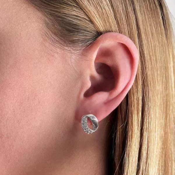 Strieborné náušnice kôstky s kryštálmi Swarovski oválne 31308.1