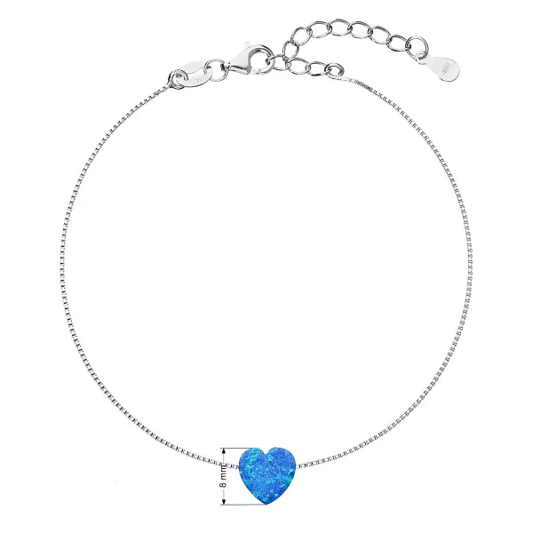 Strieborný náramok so syntetickým opálom modré srdce 13018.3