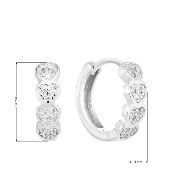 Strieborné náušnice kruhy so zirkónom v bielej farbe 11323.1