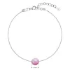 Strieborný náramok so syntetickým opálom ružový okrúhly 13019.3
