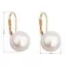 Zlaté 14 karátové náušnice visiace s bielou riečnou perlou 921010.1
