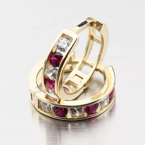 Detské náušnice žlté zlato 585 zirkónové krúžky 52GZ-3345ZCB