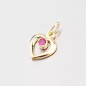 Zlaté srdce s červeným kamienkom 43-2316