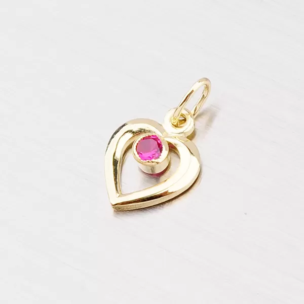 Zlaté srdce s červeným kamienkom 43-2316