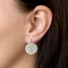 Strieborné náušnice visiace s kryštálmi Swarovski biele okrúhle 31161.1