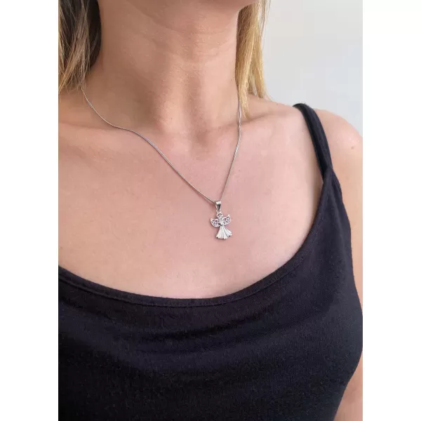 Strieborný náhrdelník anjel so Swarovski kryštálmi biely 32077.1