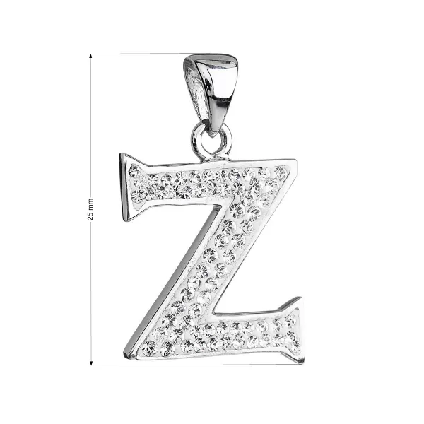 Strieborný prívesok s kryštálmi Swarovski biele písmeno Z 34102.1