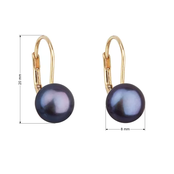 Zlaté 14 karátové náušnice visiace s riečnou perlou 921009.3 peacock