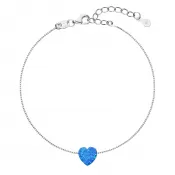Strieborný náramok so syntetickým opálom modré srdce 13018.3
