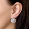 Strieborné náušnice visiace s kryštálmi Swarovski ružové okrúhle 31161.3