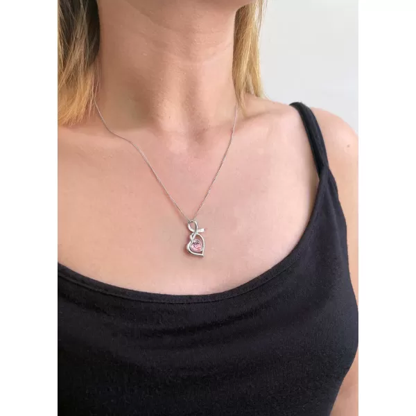 Strieborný náhrdelník so Swarovski kryštálmi srdce ružové 32071.3