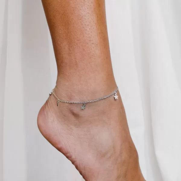 Strieborná retiazka na nohu Hviezdičky 16001.1