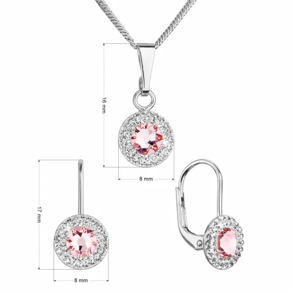 Súprava šperkov s kryštálmi Swarovski náušnice a prívesok ružové okrúhle 39109.3 lt. rose