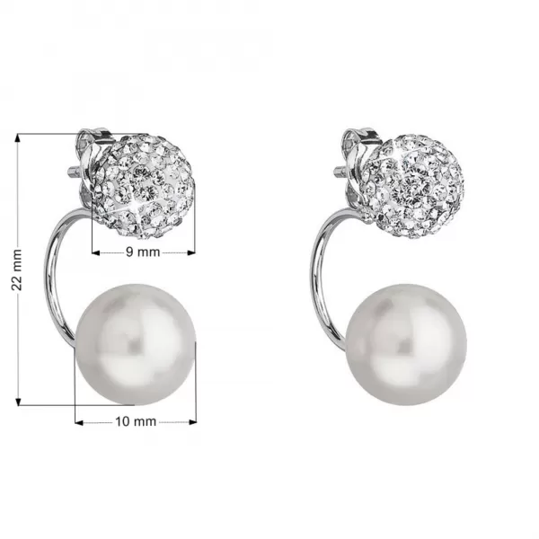 Strieborné náušnice dvojité s kryštálmi Preciosa biele okrúhle 31178.1