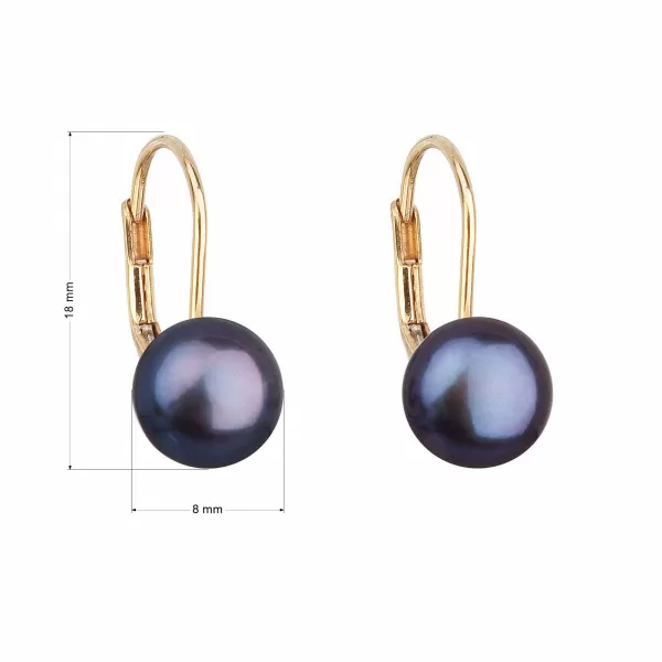 Zlaté 14 karátové náušnice visiace s riečnou perlou 921009.3 peacock