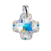 Strieborný prívesok s Crystal Swarovski AB Effect Cross 34011.2 AB