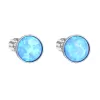 Strieborné náušnice kôstky so syntetickým opálom svetlo modré okrúhle 11001.3 lt.blue