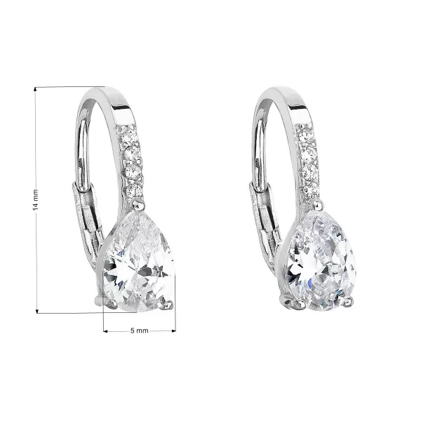 Strieborné náušnice visiace so zirkónom biela slza 11206.1