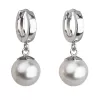 Strieborné náušnice visiace s perlou Preciosa biele okrúhle 31151.1