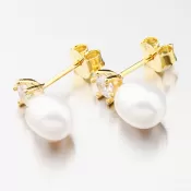 Náušnice kôstky s perlou SETST-12294RP-G