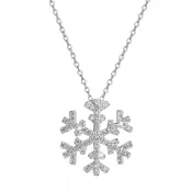 Strieborný náhrdelník so zirkónmi snehová vločka 12047.1